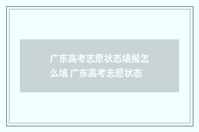 广东高考志愿状态填报怎么填 广东高考志愿状态