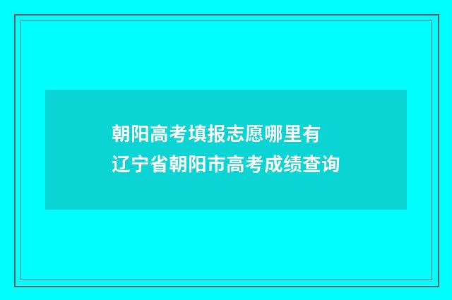 朝阳高考填报志愿哪里有 辽宁省朝阳市高考成绩查询