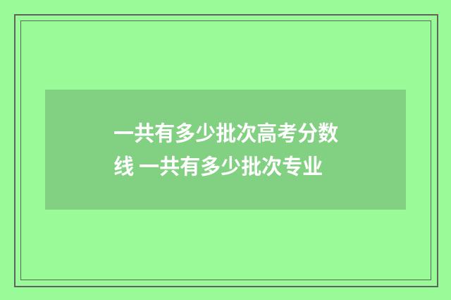 一共有多少批次高考分数线 一共有多少批次专业