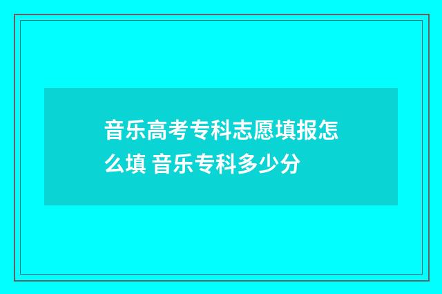 音乐高考专科志愿填报怎么填 音乐专科多少分