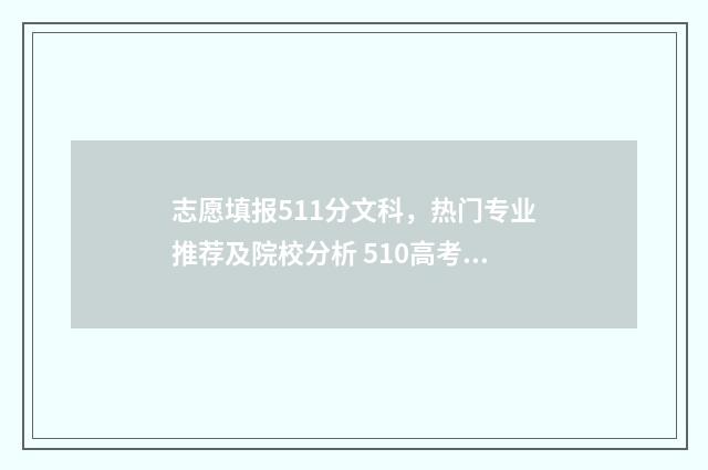 志愿填报511分文科，热门专业推荐及院校分析 510高考志愿