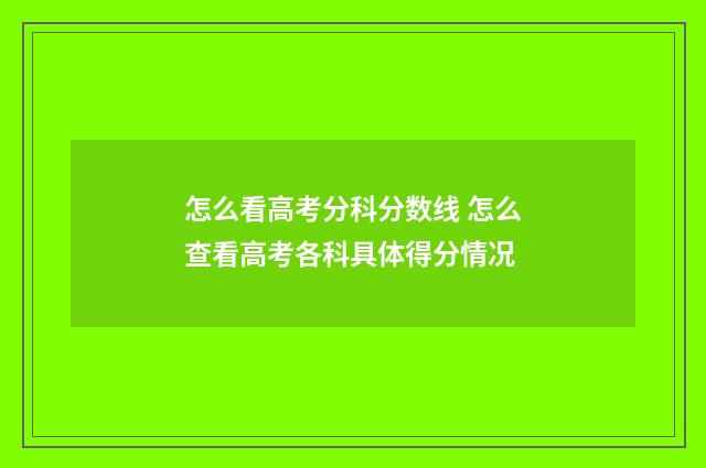 怎么看高考分科分数线 怎么查看高考各科具体得分情况