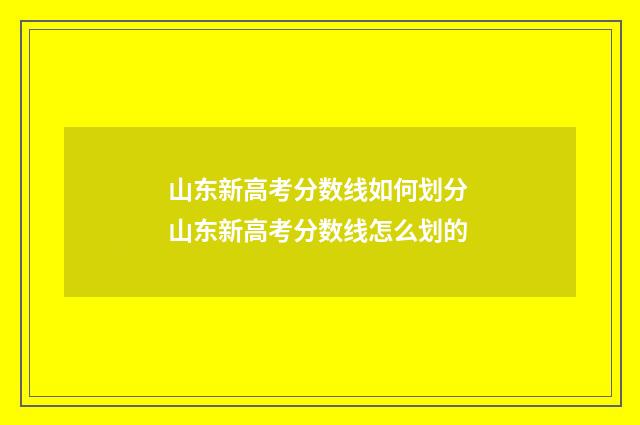 山东新高考分数线如何划分 山东新高考分数线怎么划的