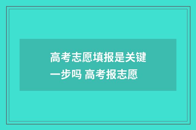 高考志愿填报是关键一步吗 高考报志愿