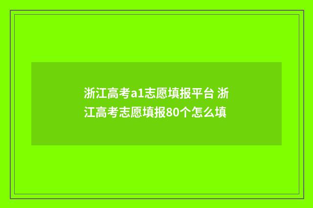 浙江高考a1志愿填报平台 浙江高考志愿填报80个怎么填