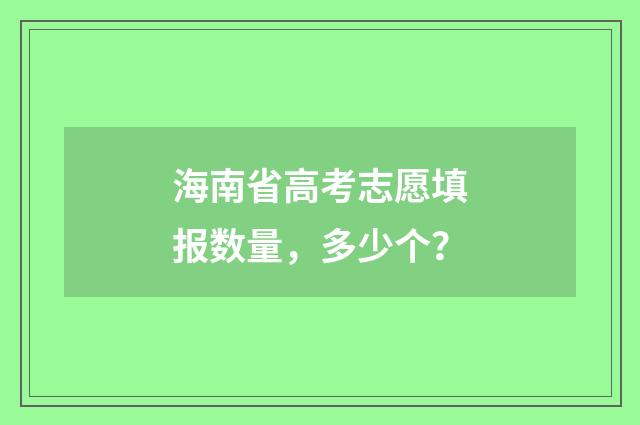 海南省高考志愿填报数量，多少个？
