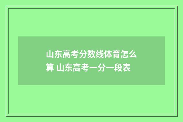 山东高考分数线体育怎么算 山东高考一分一段表