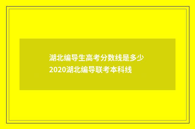 湖北编导生高考分数线是多少 2020湖北编导联考本科线