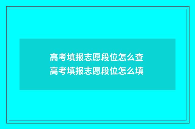 高考填报志愿段位怎么查 高考填报志愿段位怎么填