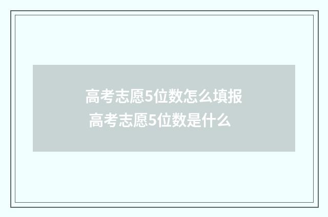 高考志愿5位数怎么填报 高考志愿5位数是什么