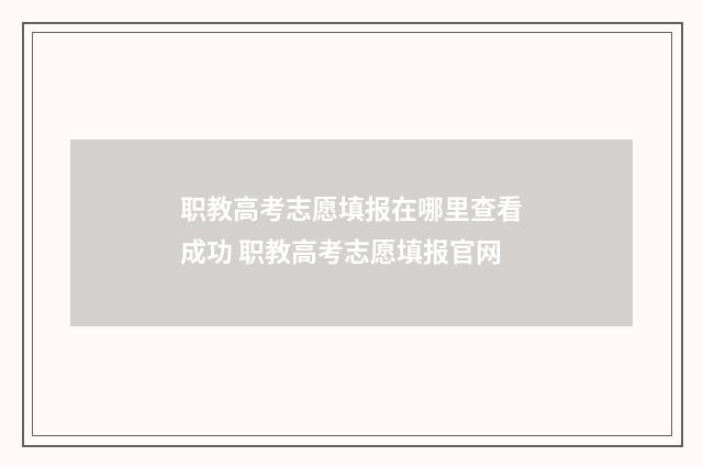 职教高考志愿填报在哪里查看成功 职教高考志愿填报官网