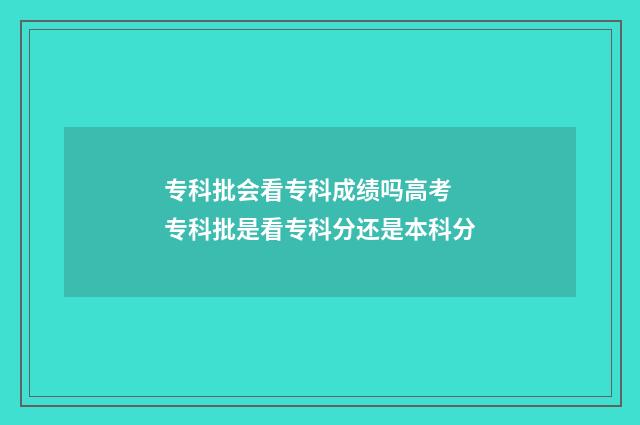 专科批会看专科成绩吗高考 专科批是看专科分还是本科分