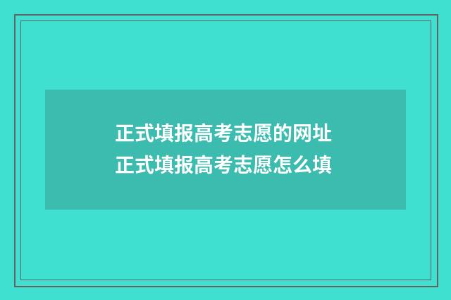 正式填报高考志愿的网址 正式填报高考志愿怎么填