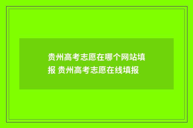 贵州高考志愿在哪个网站填报 贵州高考志愿在线填报