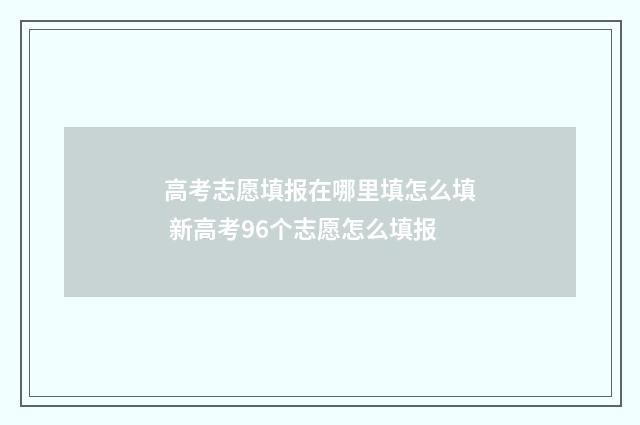 高考志愿填报在哪里填怎么填 新高考96个志愿怎么填报