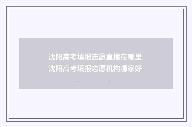 沈阳高考填报志愿直播在哪里 沈阳高考填报志愿机构哪家好