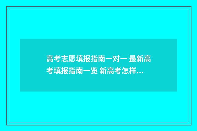 高考志愿填报指南一对一 最新高考填报指南一览 新高考怎样填报志愿