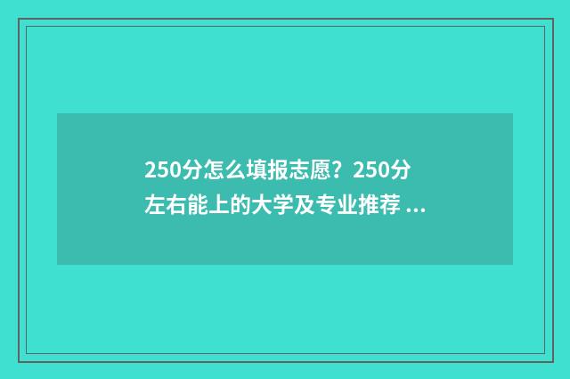 250分怎么填报志愿？250分左右能上的大学及专业推荐 250分能上什么