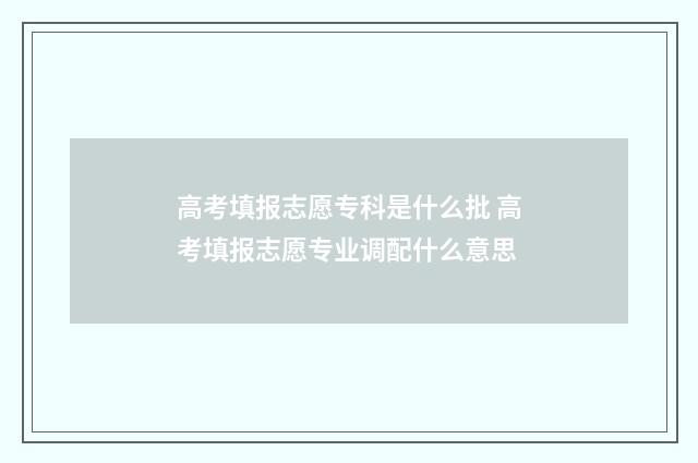 高考填报志愿专科是什么批 高考填报志愿专业调配什么意思