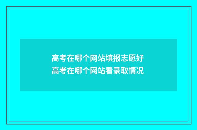 高考在哪个网站填报志愿好 高考在哪个网站看录取情况