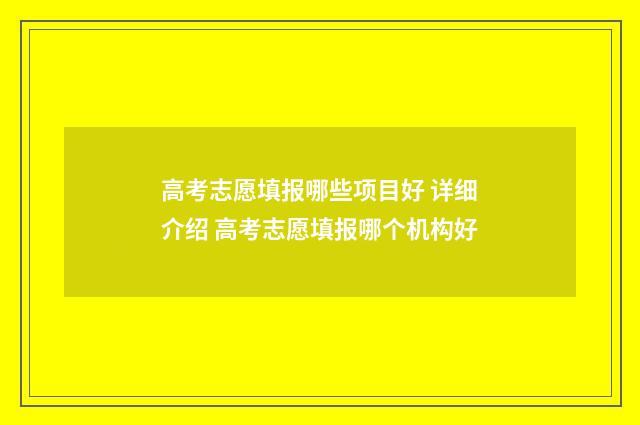 高考志愿填报哪些项目好 详细介绍 高考志愿填报哪个机构好