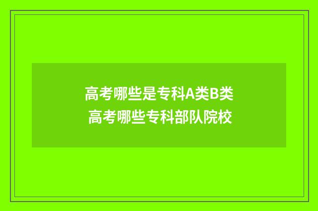 高考哪些是专科A类B类 高考哪些专科部队院校