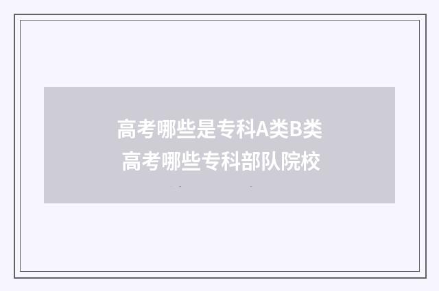 高考哪些是专科A类B类 高考哪些专科部队院校