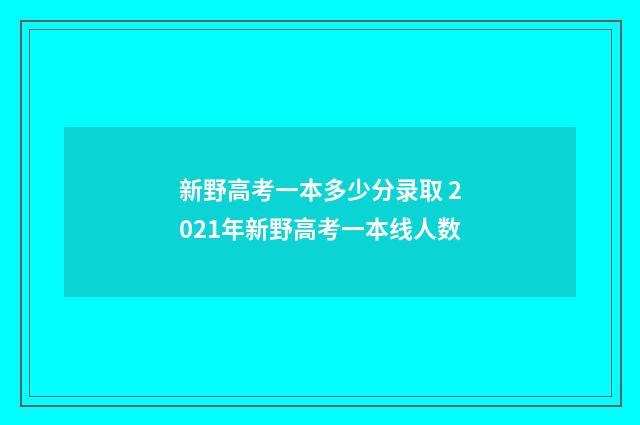 新野高考一本多少分录取 2021年新野高考一本线人数