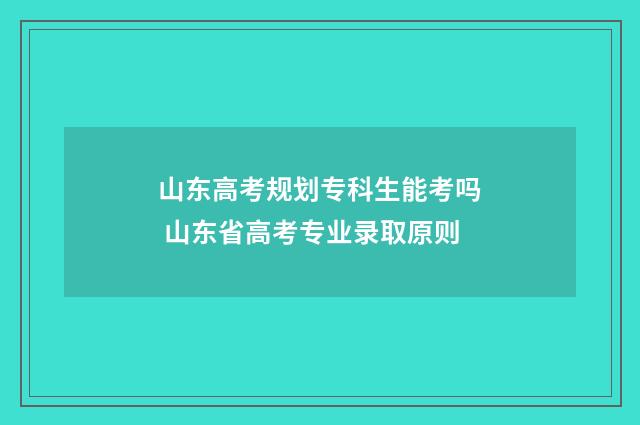 山东高考规划专科生能考吗 山东省高考专业录取原则