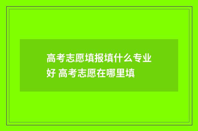高考志愿填报填什么专业好 高考志愿在哪里填