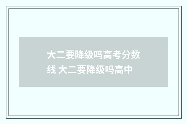 大二要降级吗高考分数线 大二要降级吗高中