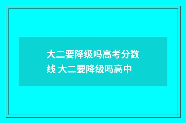 大二要降级吗高考分数线 大二要降级吗高中
