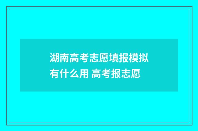 湖南高考志愿填报模拟有什么用 高考报志愿