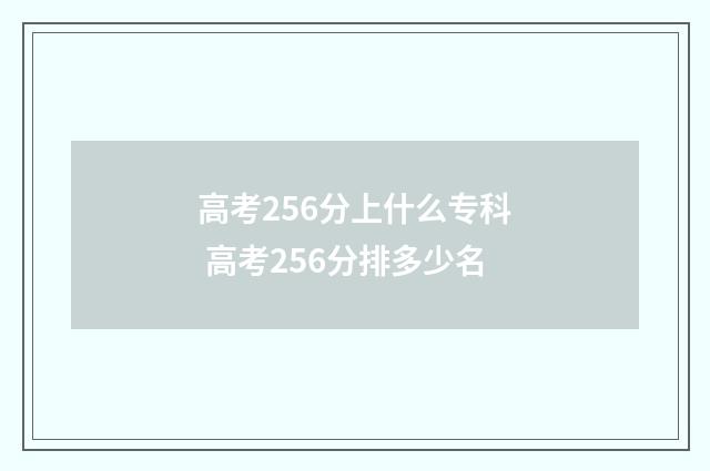 高考256分上什么专科 高考256分排多少名