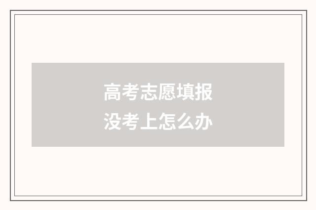高考志愿填报没考上怎么办