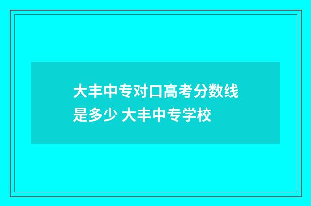大丰中专对口高考分数线是多少 大丰中专学校