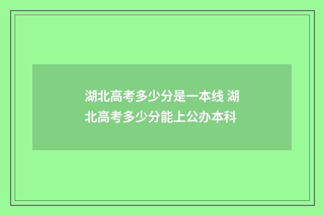 湖北高考多少分是一本线 湖北高考多少分能上公办本科