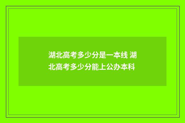 湖北高考多少分是一本线 湖北高考多少分能上公办本科