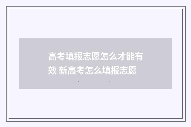 高考填报志愿怎么才能有效 新高考怎么填报志愿