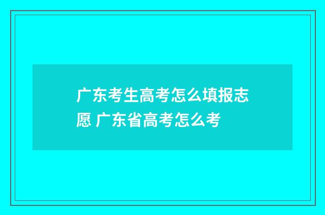 广东考生高考怎么填报志愿 广东省高考怎么考