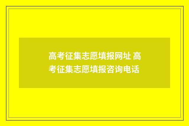 高考征集志愿填报网址 高考征集志愿填报咨询电话