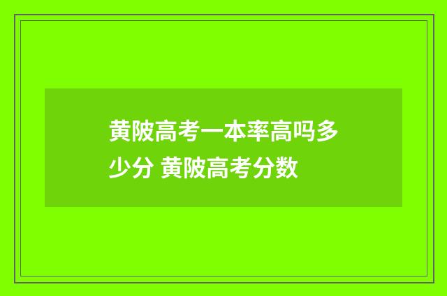 黄陂高考一本率高吗多少分 黄陂高考分数