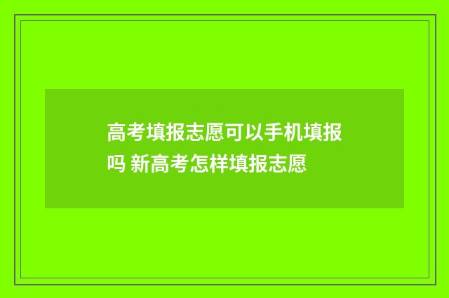高考填报志愿可以手机填报吗 新高考怎样填报志愿