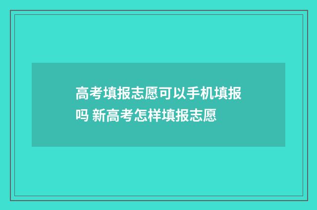 高考填报志愿可以手机填报吗 新高考怎样填报志愿