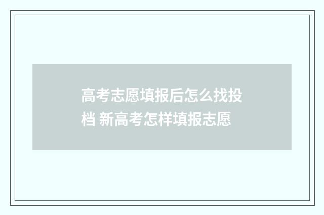 高考志愿填报后怎么找投档 新高考怎样填报志愿