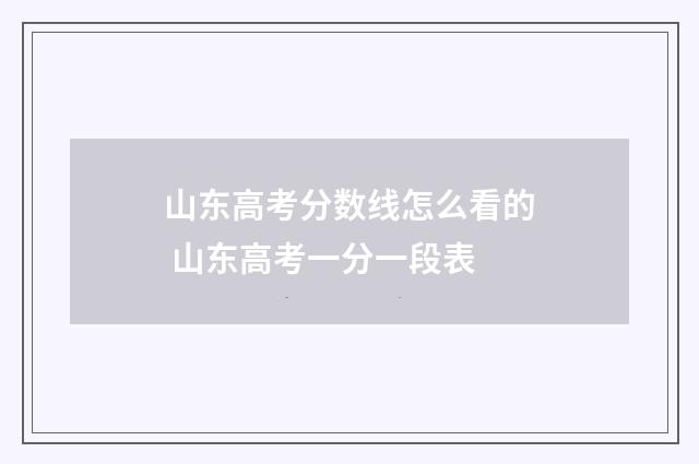 山东高考分数线怎么看的 山东高考一分一段表