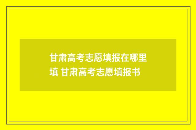 甘肃高考志愿填报在哪里填 甘肃高考志愿填报书