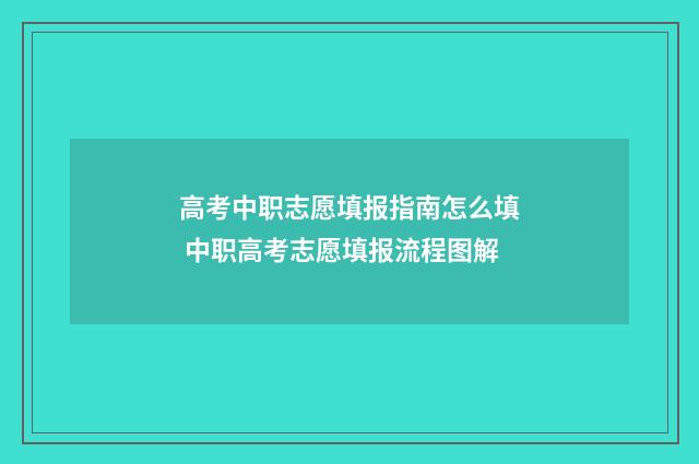 高考中职志愿填报指南怎么填 中职高考志愿填报流程图解