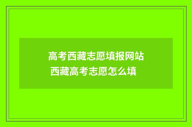 高考西藏志愿填报网站 西藏高考志愿怎么填