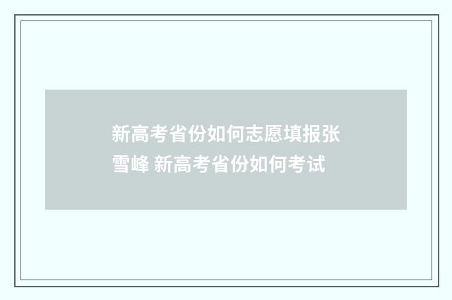 新高考省份如何志愿填报张雪峰 新高考省份如何考试